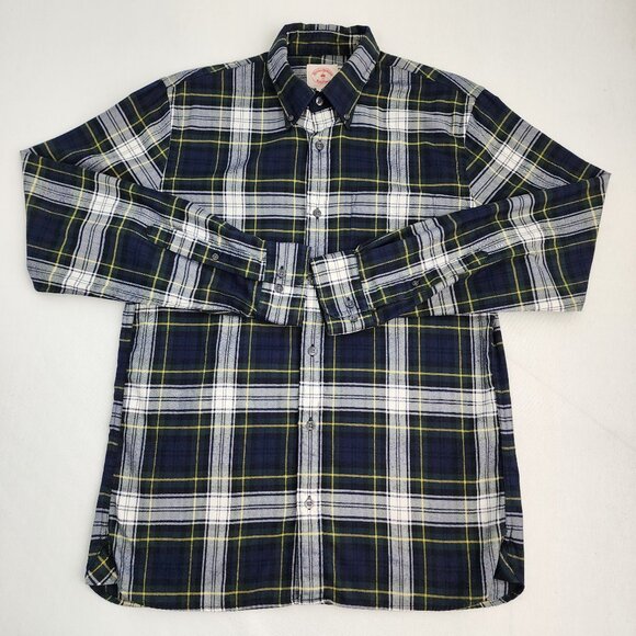 Brooks Brothers Plaid Flannel Button Down Shirt Mens M Green - Picture 1 of 7
